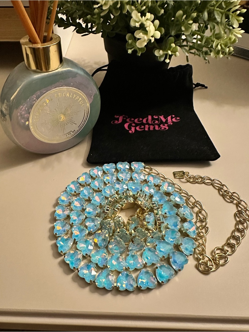 NEW Feed Me Gems Blue Opal Sweetheart Reverie Necklace